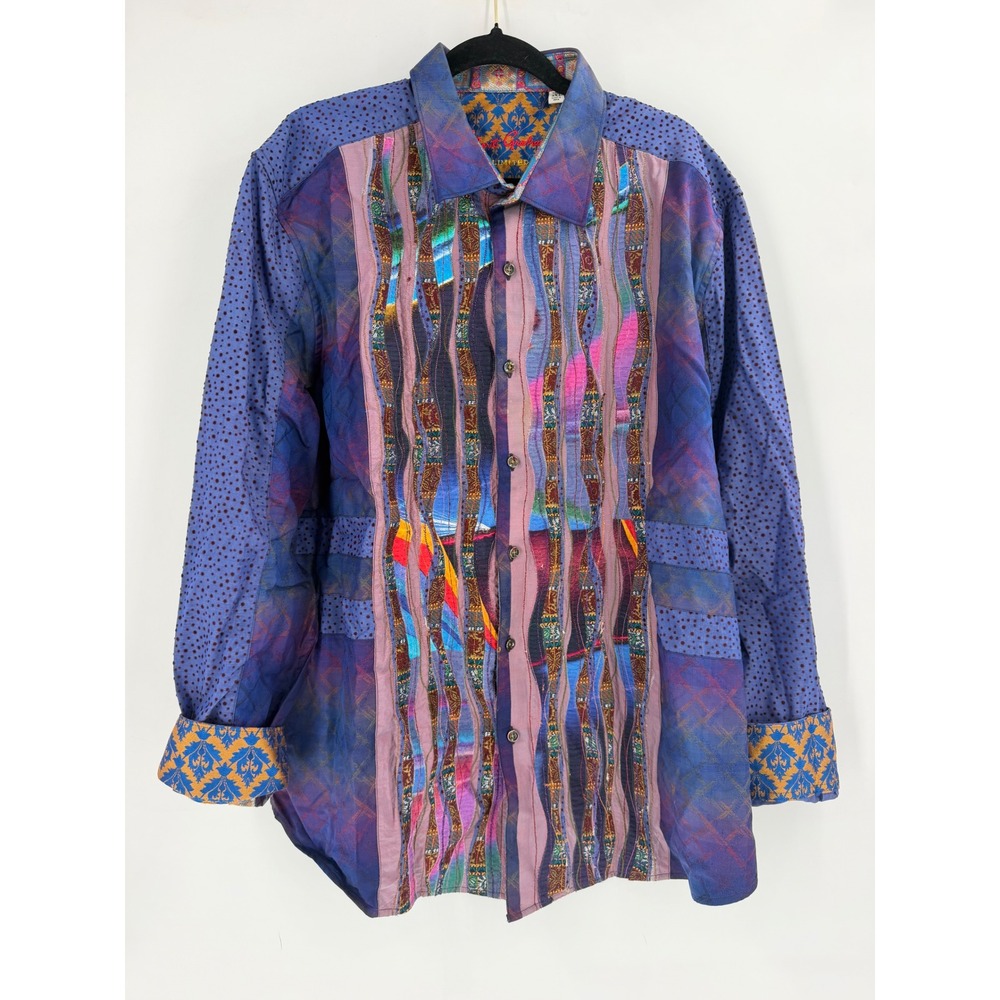 Robert Graham Osta Shirt Mens 3XL Purple Limited Edition Abstract Art Maximalist